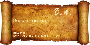 Bencze Anina névjegykártya